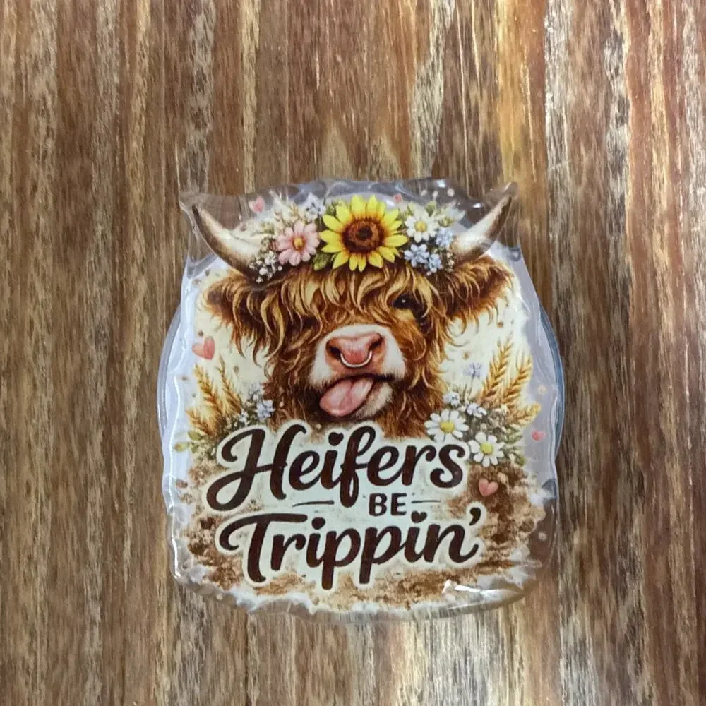 Magnetic Heifers be Trippin Cow Pop Up Phone Grip